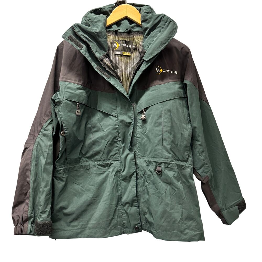 Vintage Moonstone Jacket Mens Medium GoreTex‎ Green Hideaway Hood Full Zip Nylon